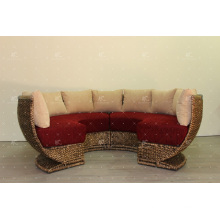 Exclusive Hot Trendy Design Water Hyacinth Round Sofa Set For Indoor Living Room Natural Wicker Furniture